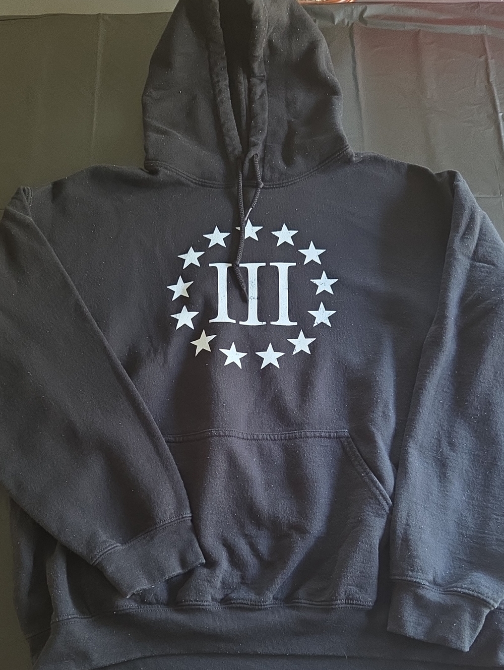 Gildan Black Pullover Crewneck with White Roman III Star Emblem